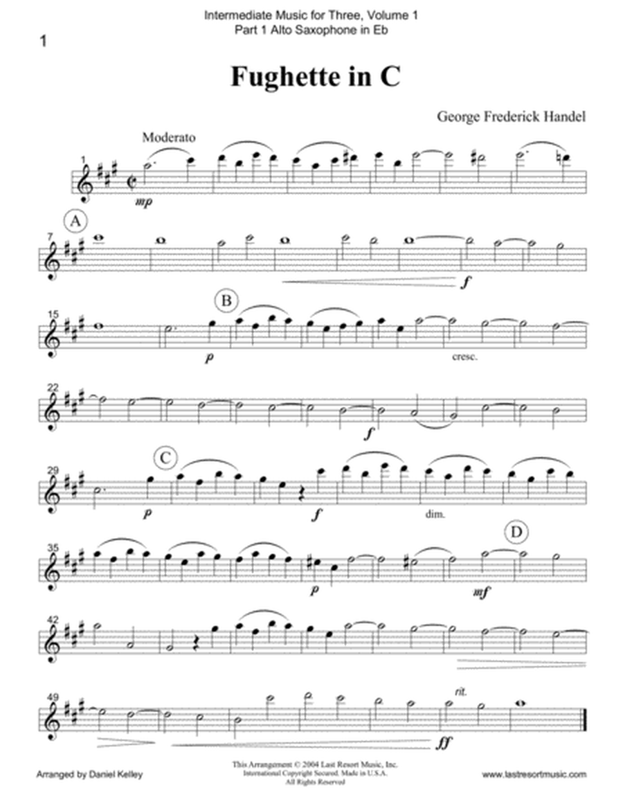 Intermediate Music for Three, Volume 1, Part 1 Alto Sax in Eb 52115DD