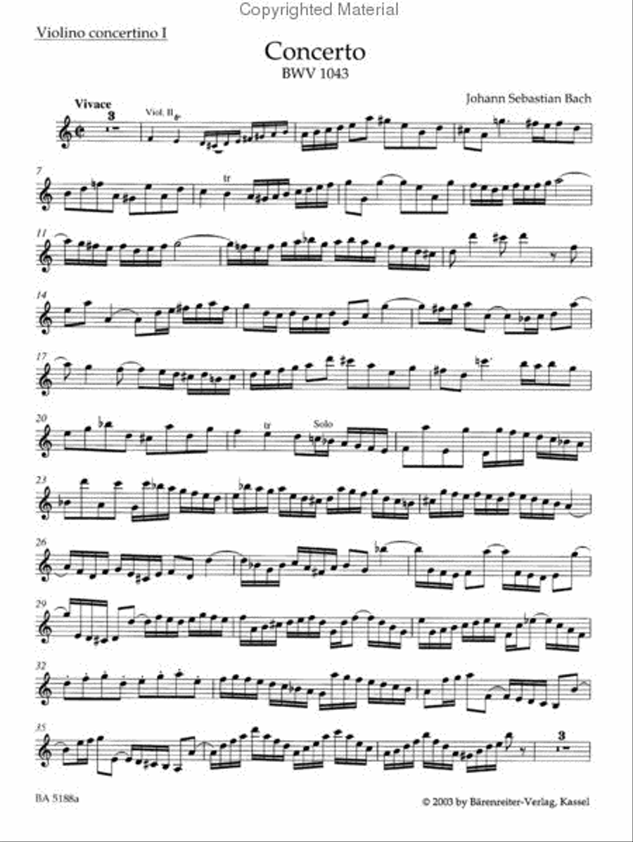 Concerto for two Violins, Strings and Basso continuo in D minor, BWV 1043 Violin scores gallery preview page 4
