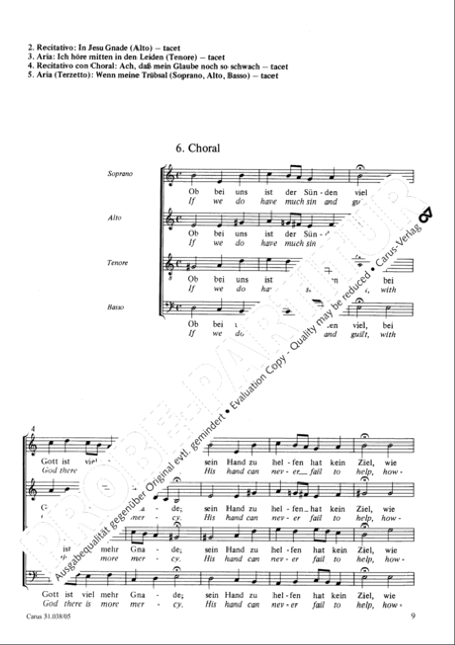 In deepest need I cry to you (Aus tiefer Not schrei ich zu dir) 4-Part scores gallery preview page 10