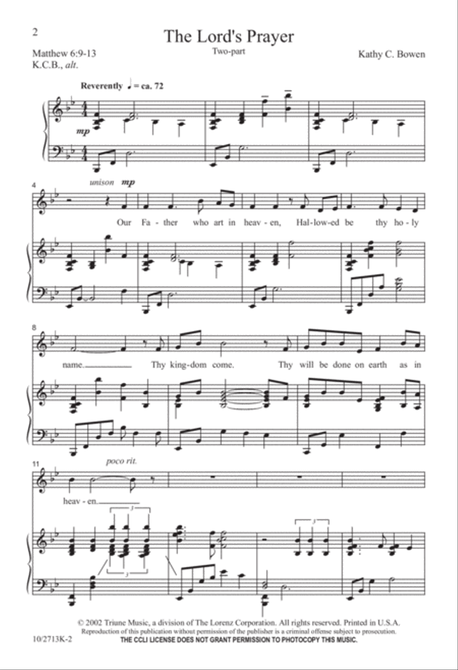 The Lord's Prayer The Lord's Prayer 2-Part scores gallery preview page 2