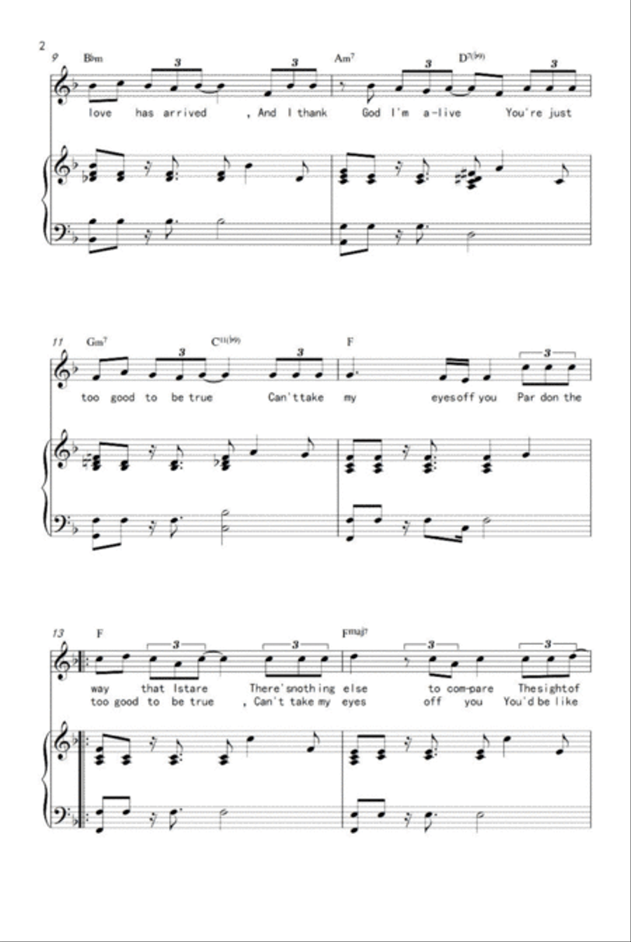 Can't Take My Eyes Off Of You Piano, Vocal scores gallery preview page 2