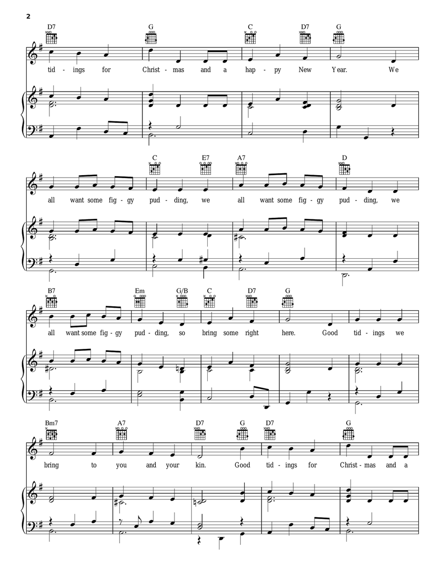 We Wish You A Merry Christmas Piano, Vocal, Guitar scores gallery preview page 2