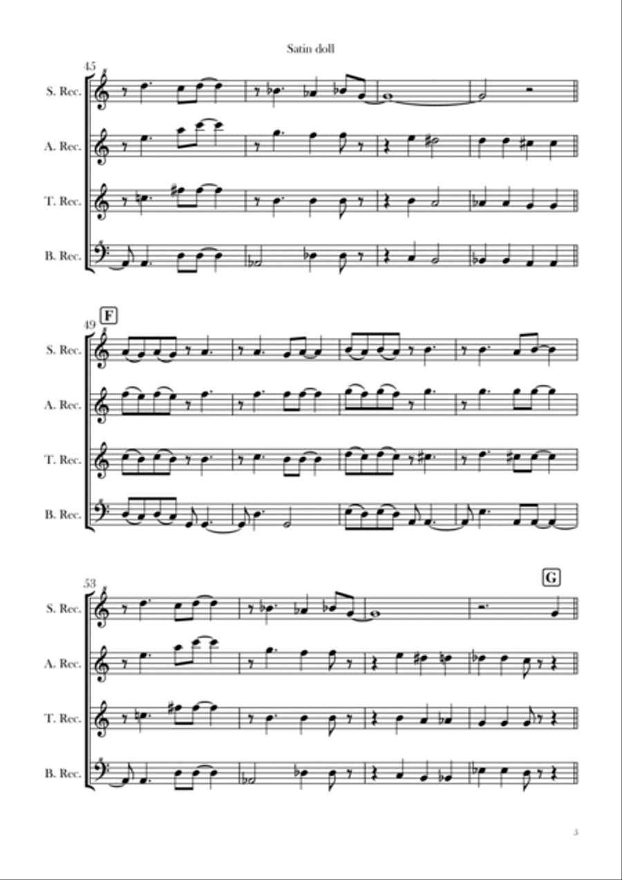 Satin Doll Soprano Recorder scores gallery preview page 5