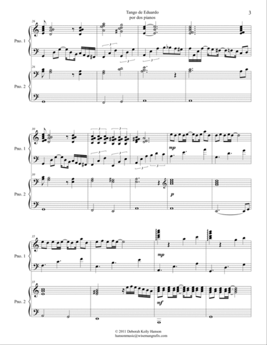 Tango de Eduardo por dos pianos Piano Solo scores gallery preview page 3