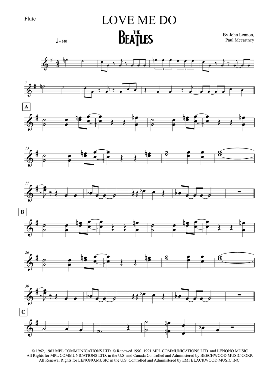 Love Me Do Flute Solo scores gallery preview page 1