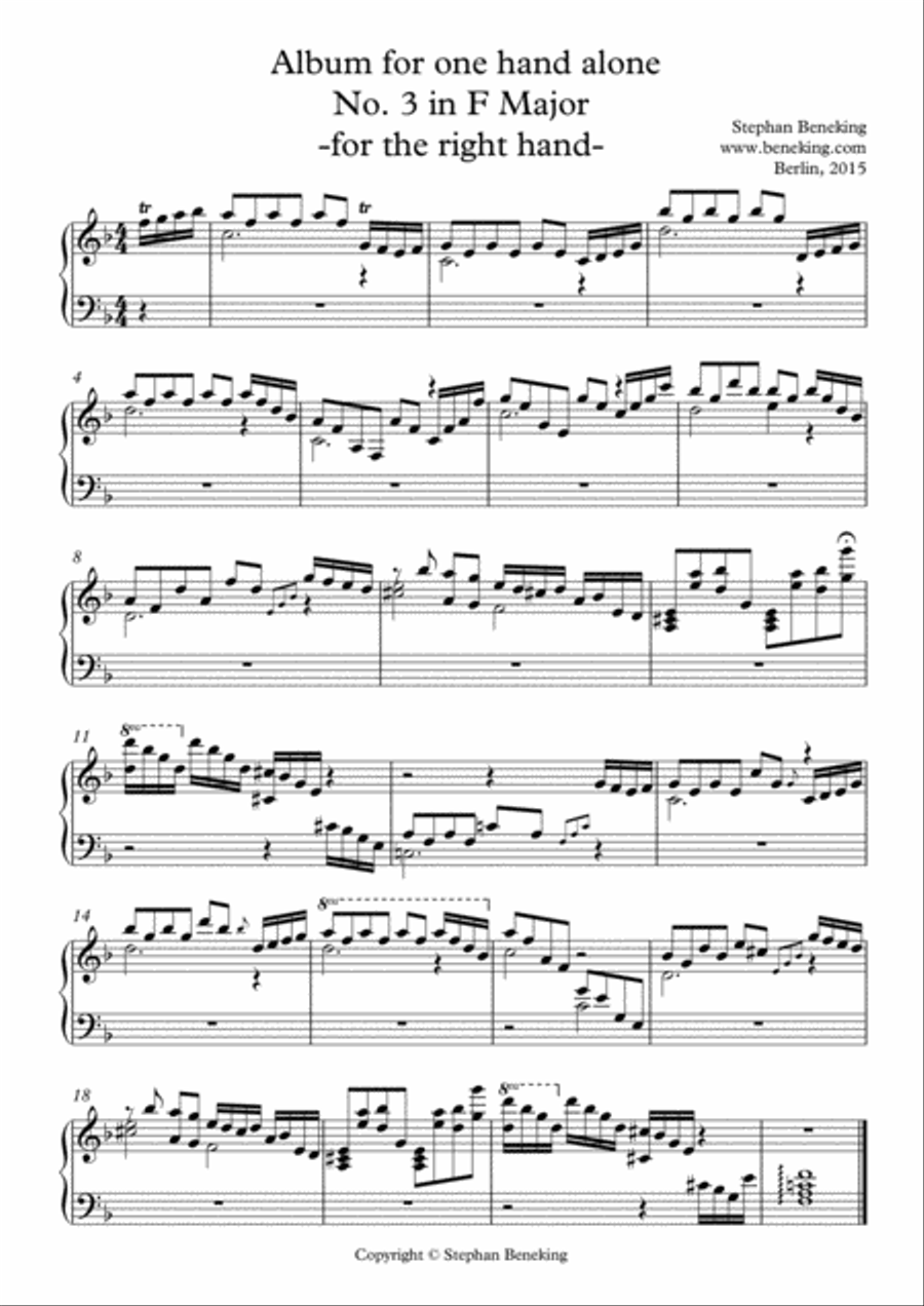 Album for One Hand Alone No. 1 Easy Piano scores gallery preview page 6