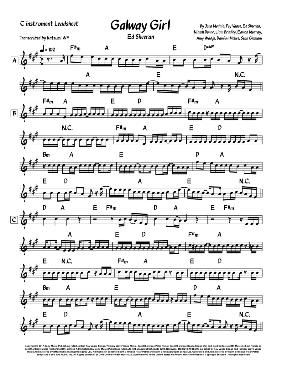 Galway Girl Piano scores gallery preview page 1