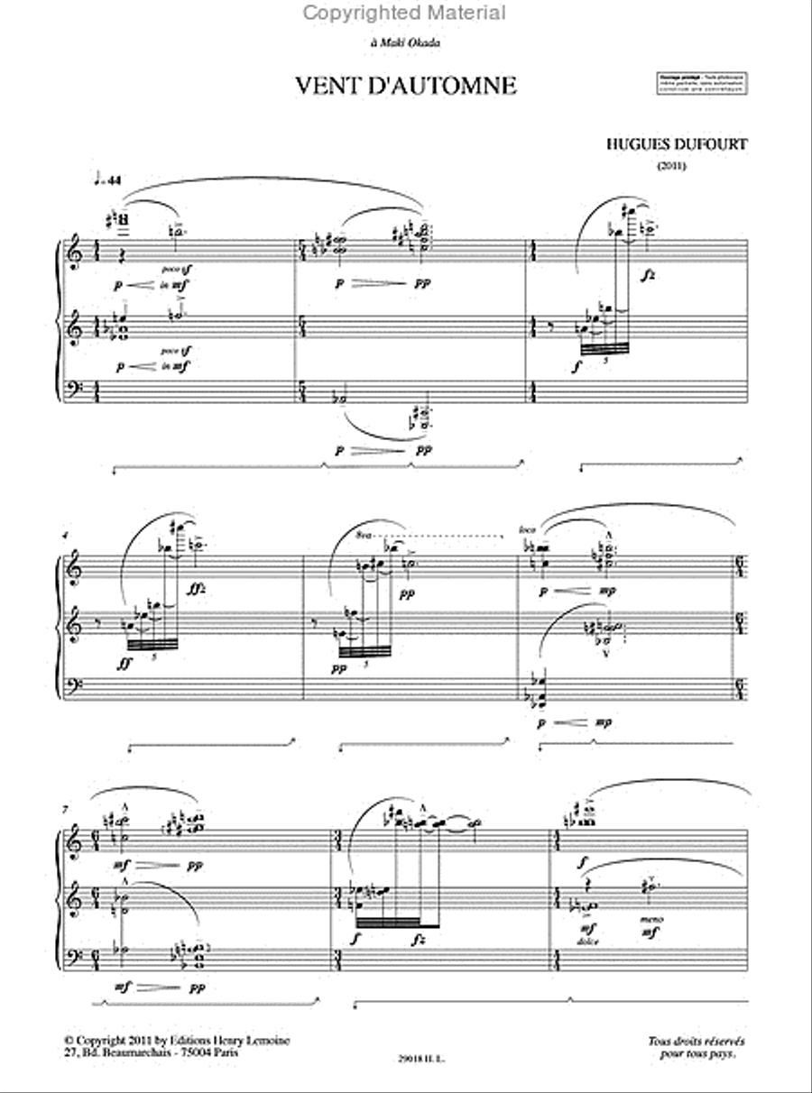 Vent d'automne Piano Solo scores gallery preview page 2