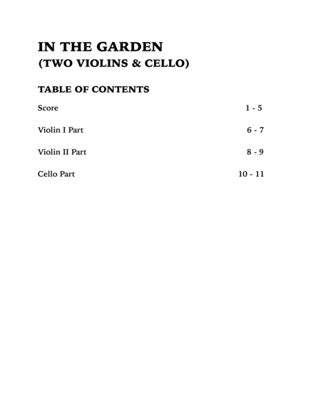 In the Garden (String Trio): Two Violins and Cello image number null