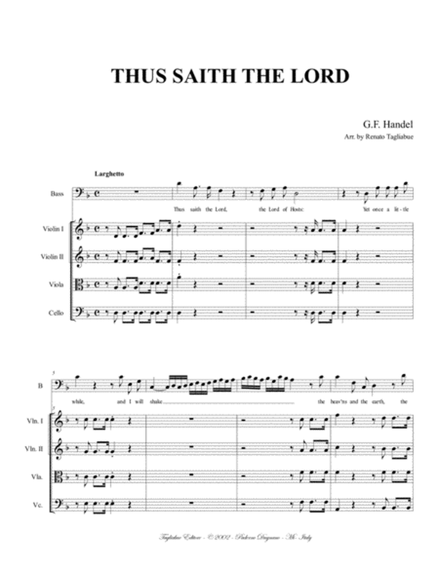 THUS SAITH THE LORD - Messiah - For Bass and String quartet - With parts image number null