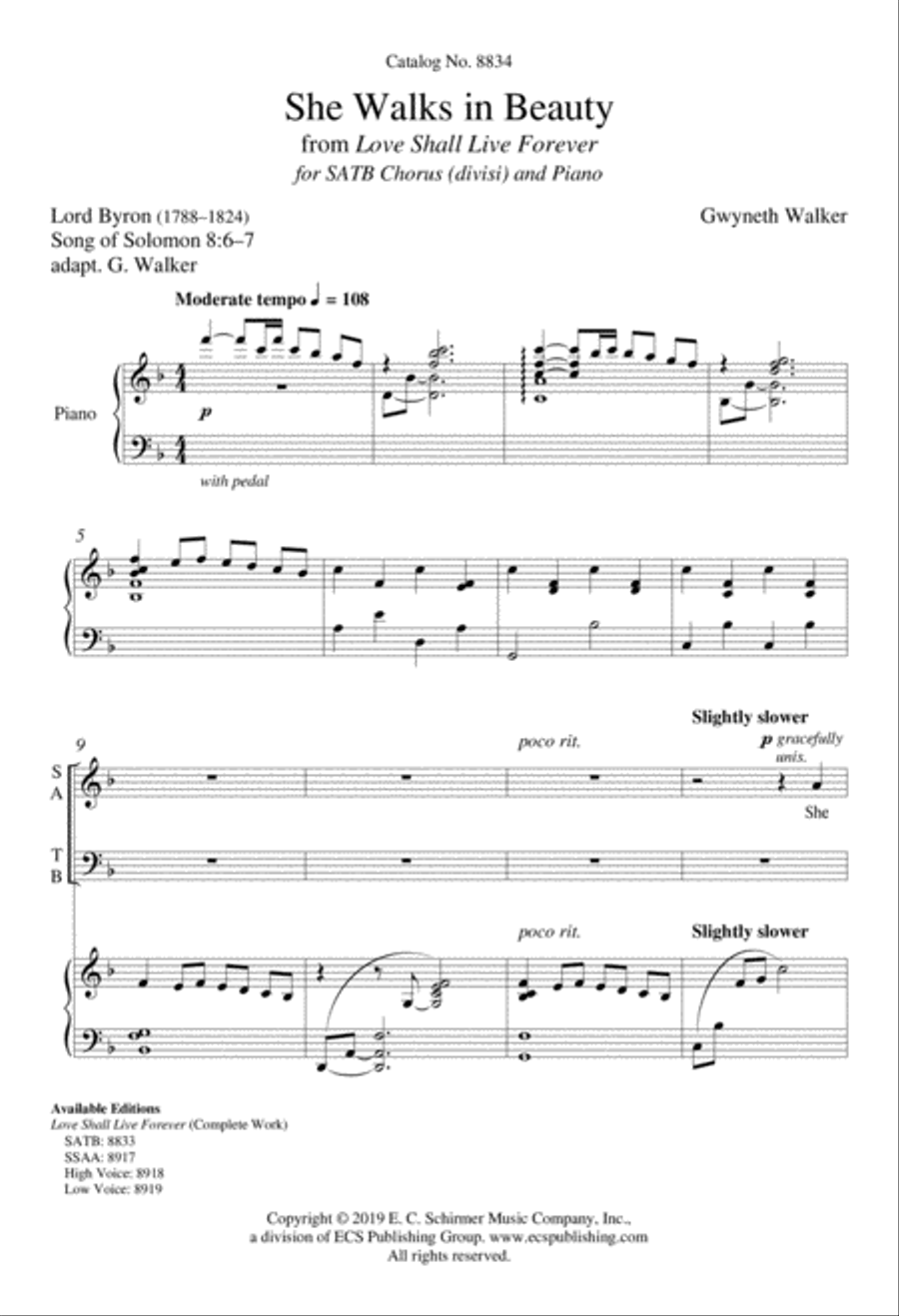 She Walks in Beauty from Love Shall Live Forever Divisi scores gallery preview page 1