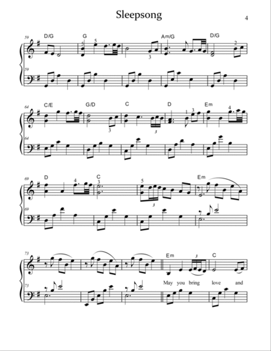 Sleepsong Piano, Vocal, Guitar scores gallery preview page 4