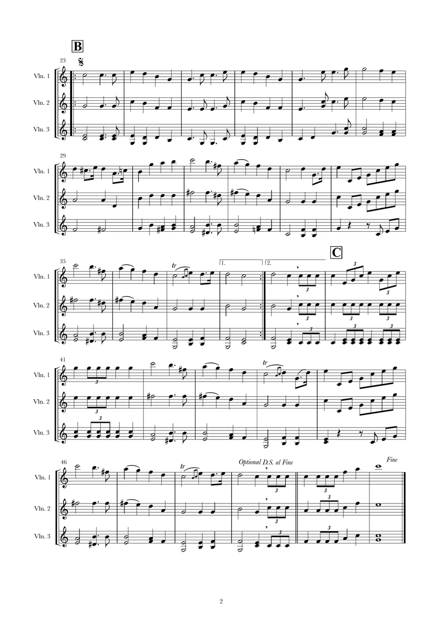 Mendelssohn Wedding March (Main Theme) for Three Violins Mendelssohn Wedding March (Main Theme) for Three Violins Violin Solo scores gallery preview page 2