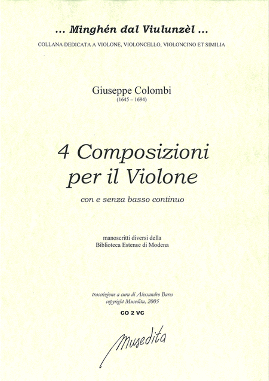 4 Composizioni per il violone (Ms, I-MOe) Cello Solo scores gallery preview page 1