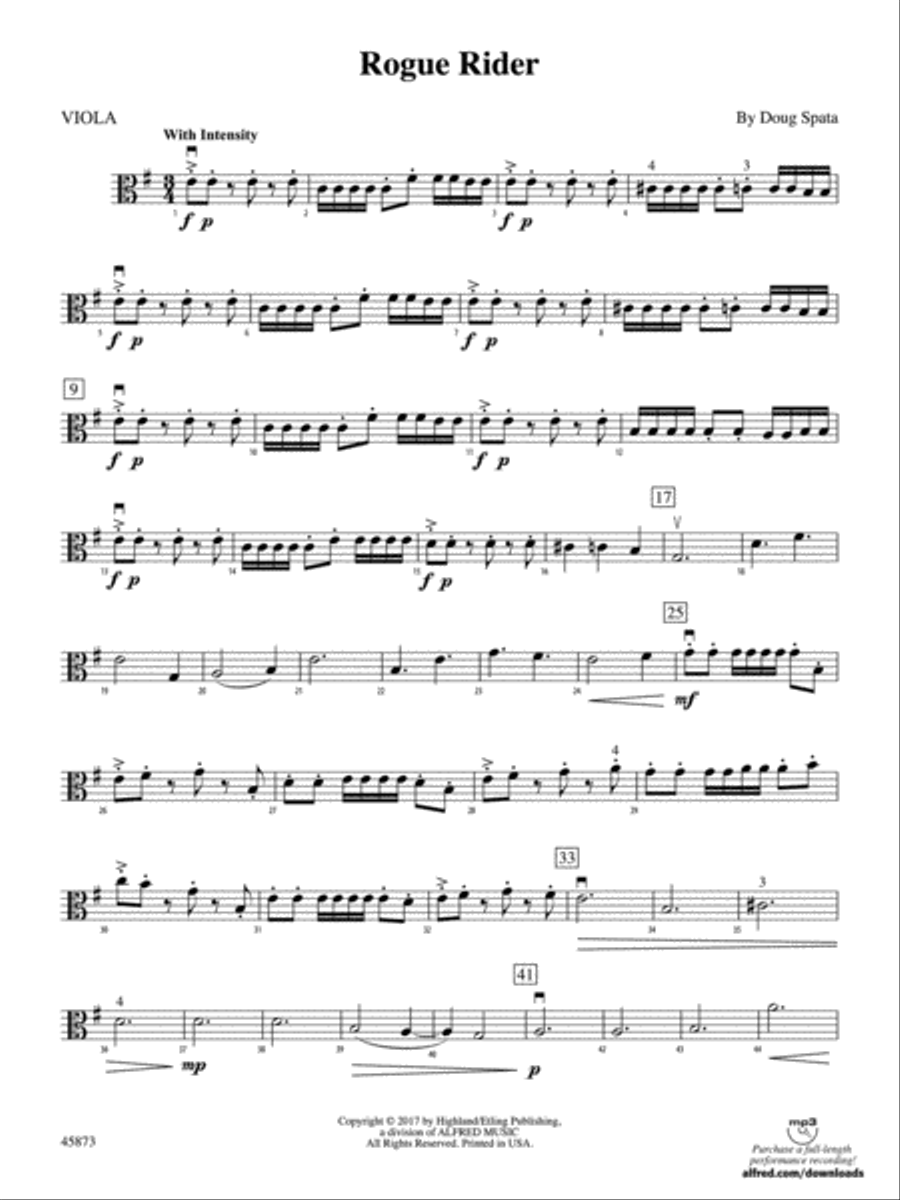 Rogue Rider: Viola String Orchestra scores gallery preview page 1