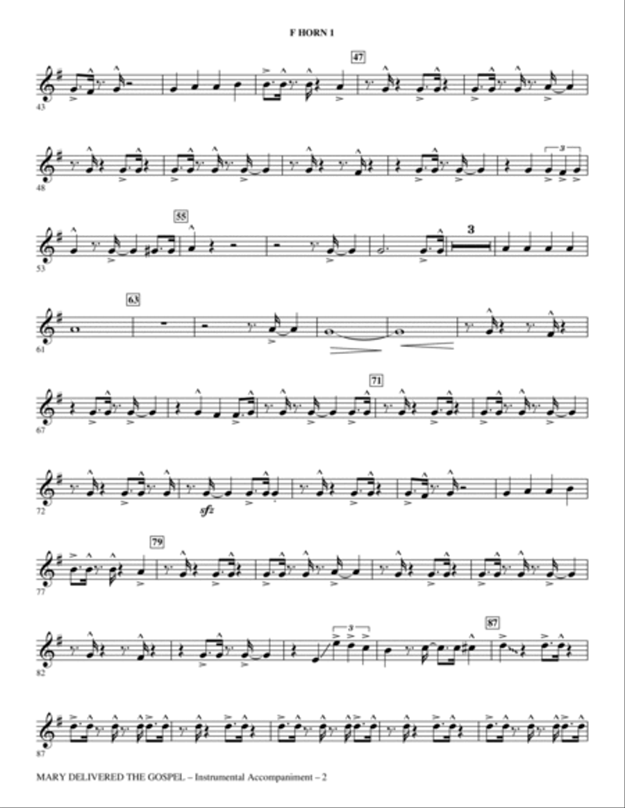 Mary Delivered The Gospel - Bb Trumpet 1 Choir scores gallery preview page 2
