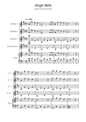 Book cover for Jingle Bells - Clarinet Quartet w/ Piano
