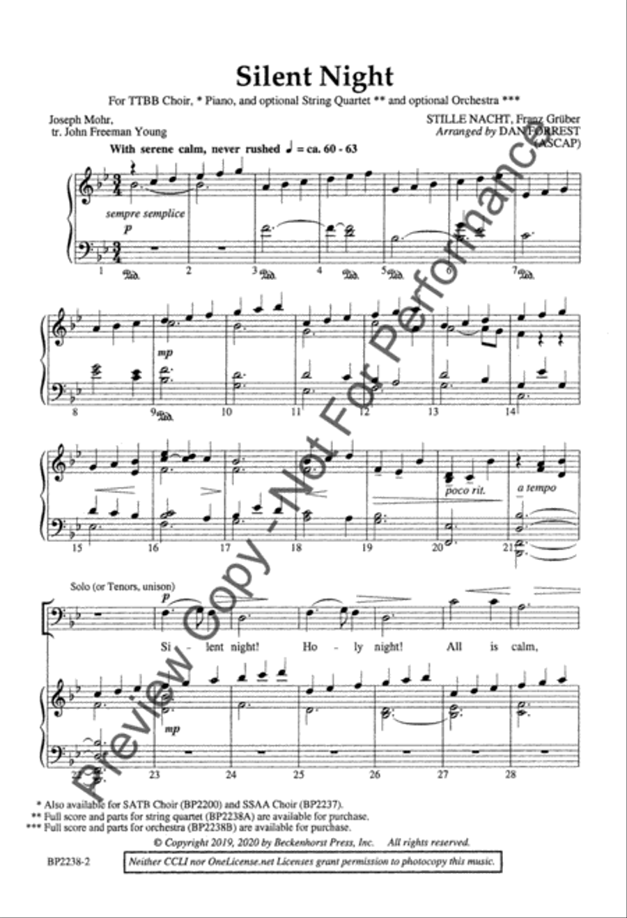 Silent Night - Forrest - TTBB TTBB scores gallery preview page 3