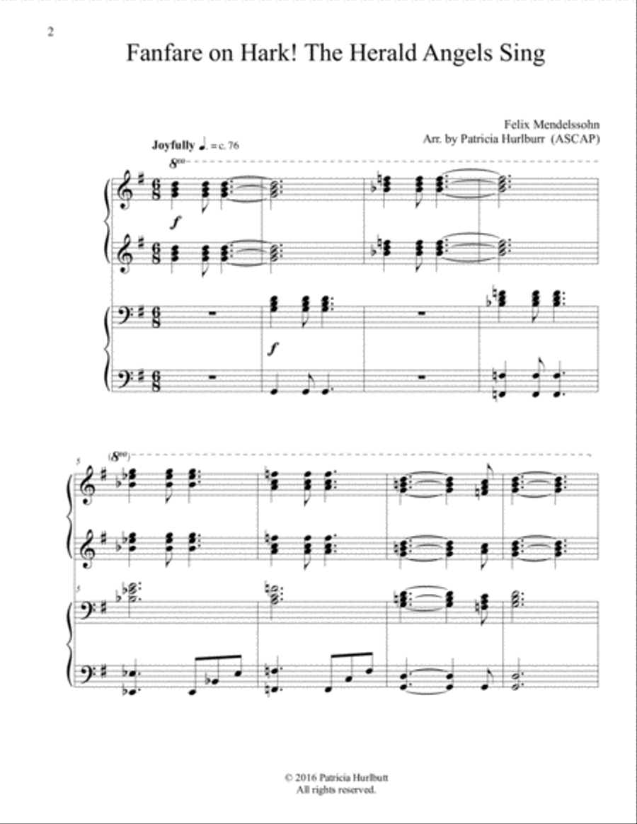 Fanfare on Hark! The Herald Angels Sing Piano scores gallery preview page 2