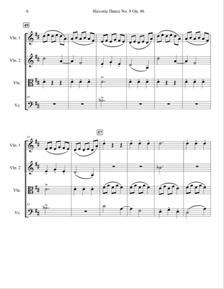 Slavonic Dance Op. 46 No. 8 String Quartet scores gallery preview page 6