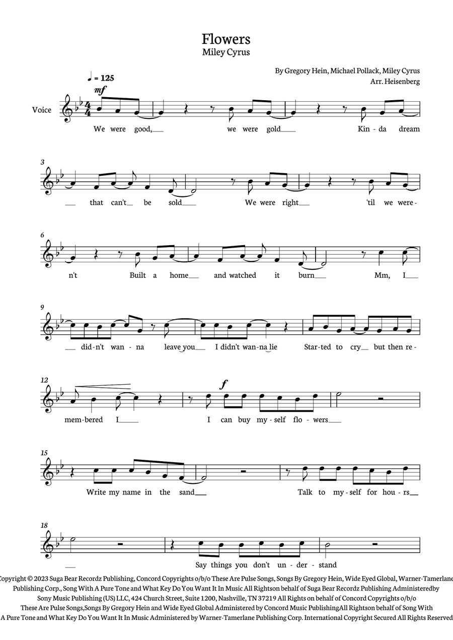 Flowers Flowers Piano scores gallery preview page 1