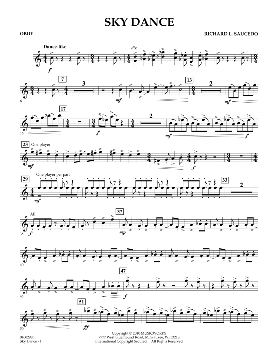 Sky Dance - Oboe Sky Dance - Oboe Concert Band scores gallery preview page 1