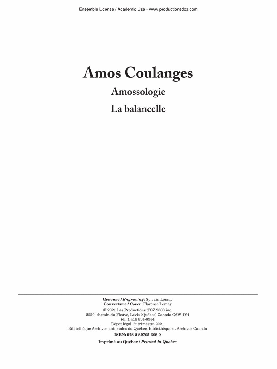 Amossologie / La balancelle Classical Guitar scores gallery preview page 1