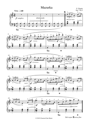 Chopin - Mazurka Op. 7 No.5 for piano solo