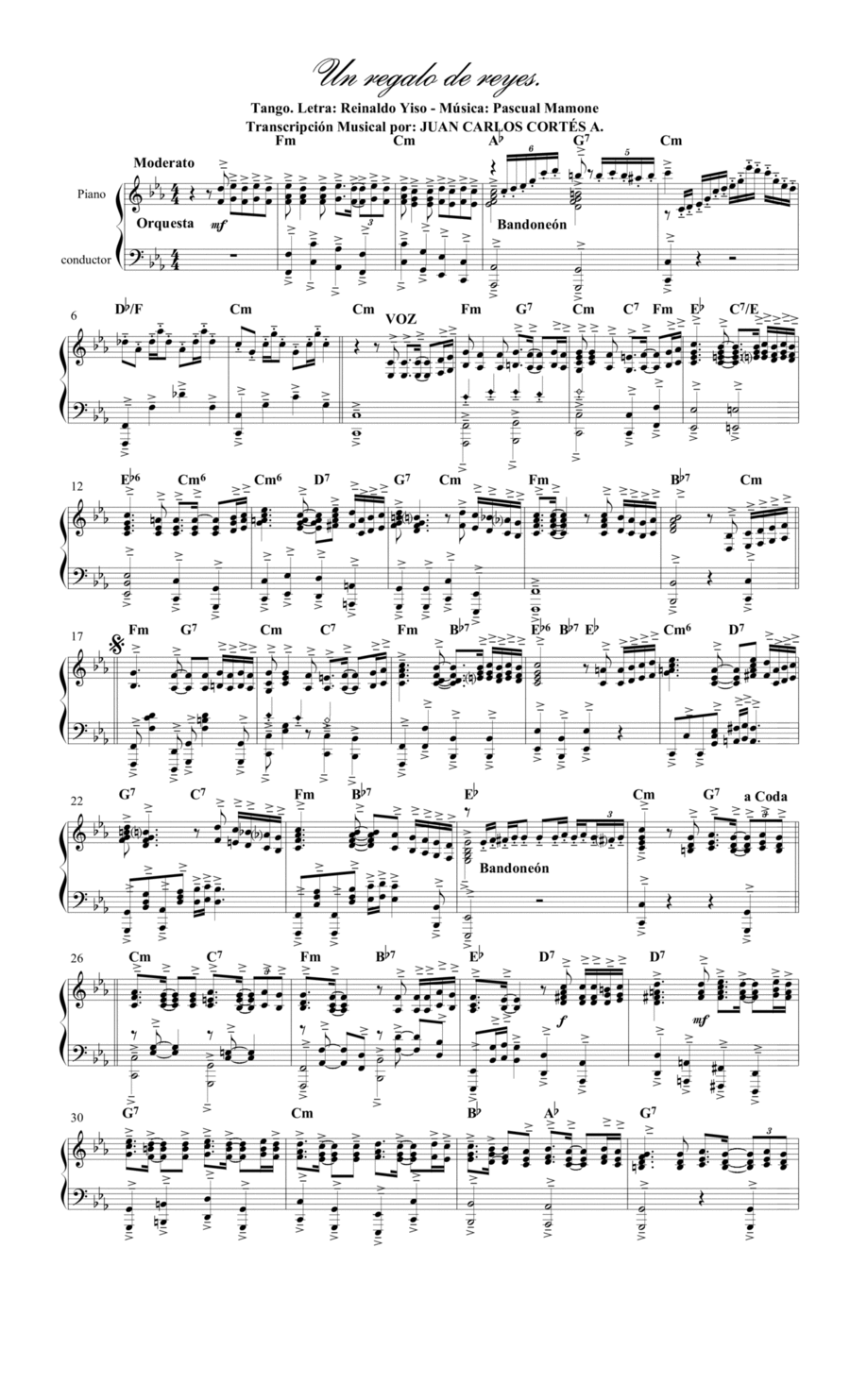 Un regalo de Reyes. Tango por Reinaldo Yiso y Pascual Mamone Piano Method scores gallery preview page 1