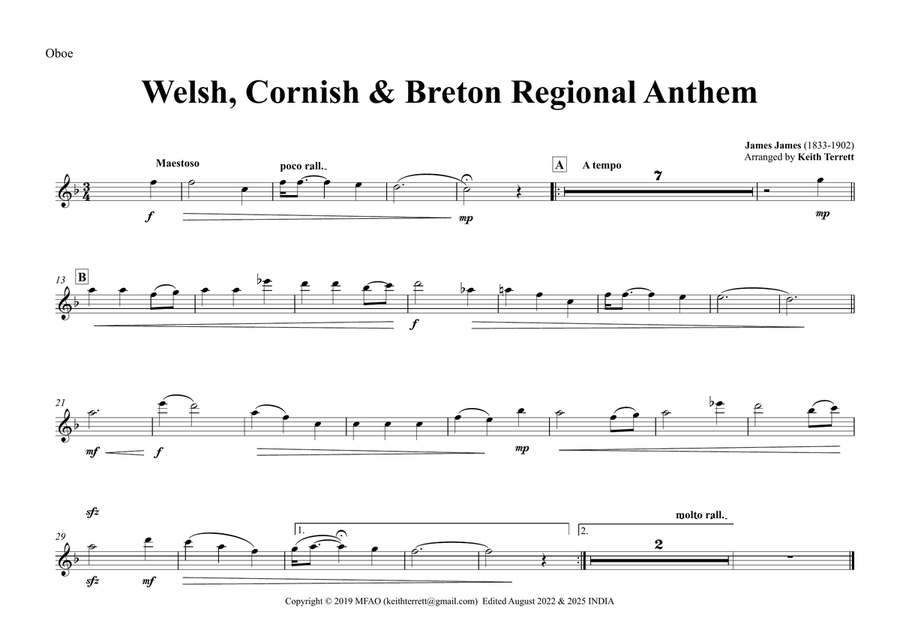 Welsh/Cornish/Breton Regional Anthem for Symphony Orchestra (Olympic National Games Anthem Series) Full Orchestra scores gallery preview page 6