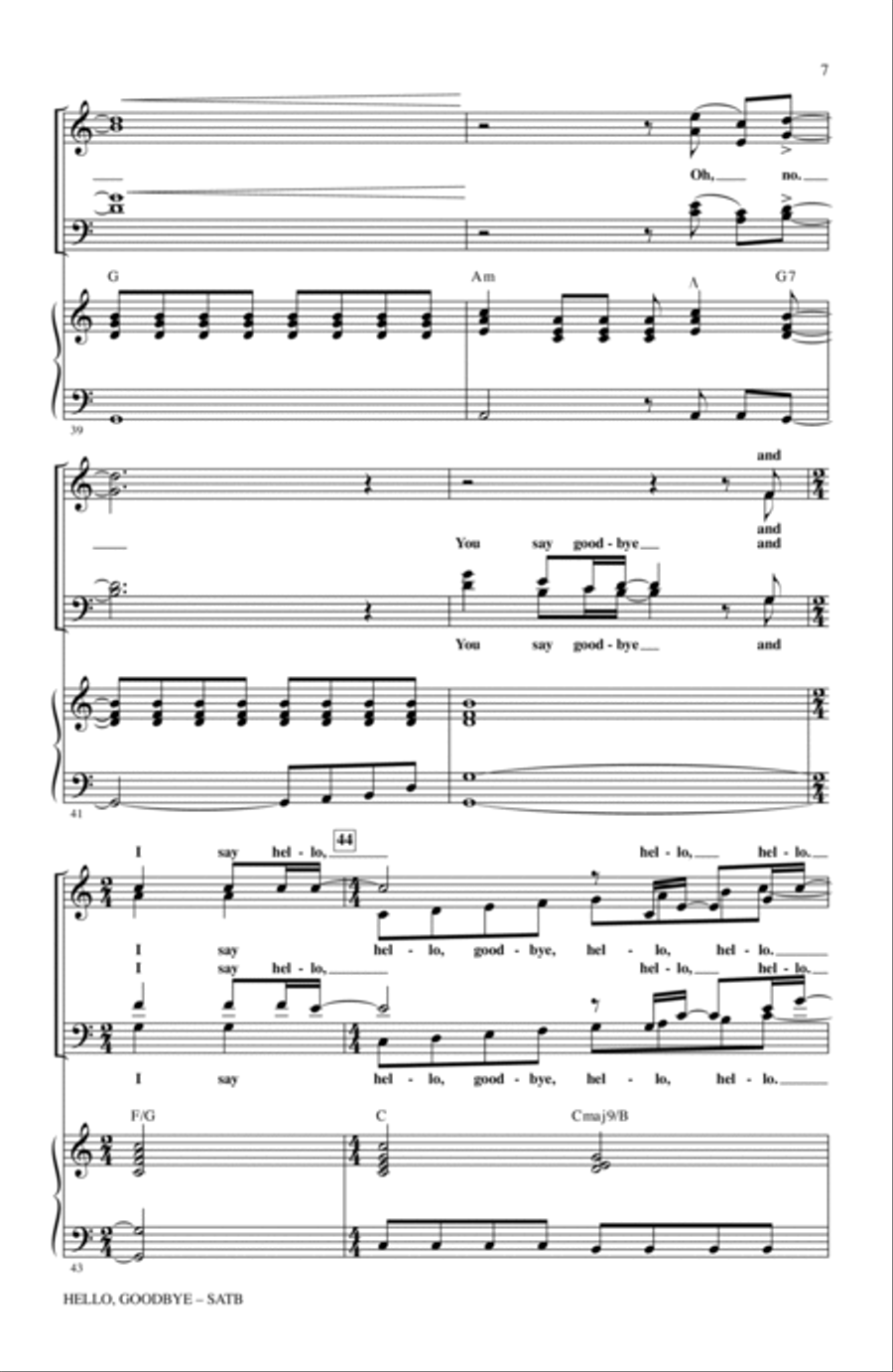 Hello, Goodbye 4-Part scores gallery preview page 6