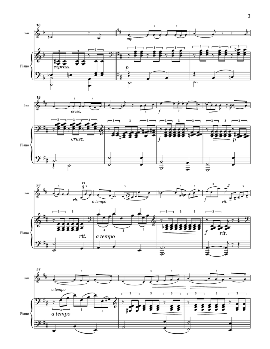 Bottesini Reverie (Orchestral Tuning) Double Bass scores gallery preview page 3