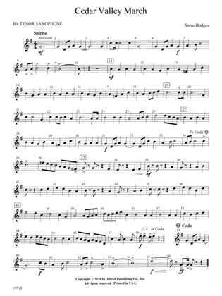 Cedar Valley March: B-flat Tenor Saxophone