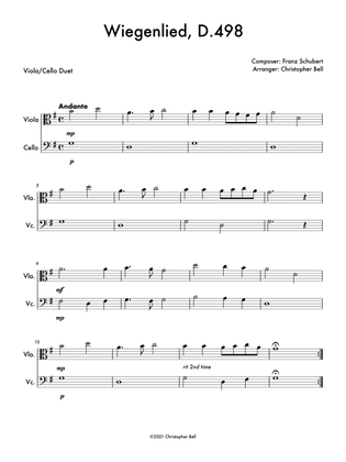 Wiegenlied, D.498 - Easy Viola/Cello Duet