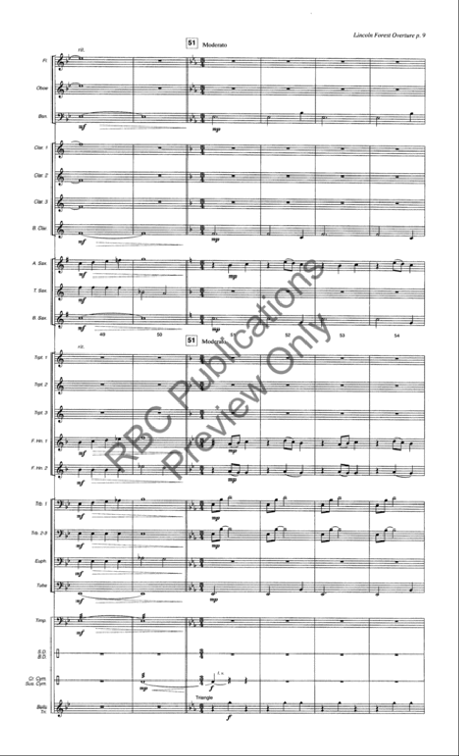 Lincoln Forest Overture (Score) Concert Band scores gallery preview page 12