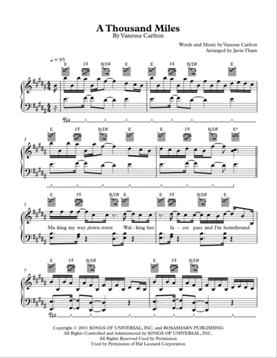 A Thousand Miles Voice scores gallery preview page 1