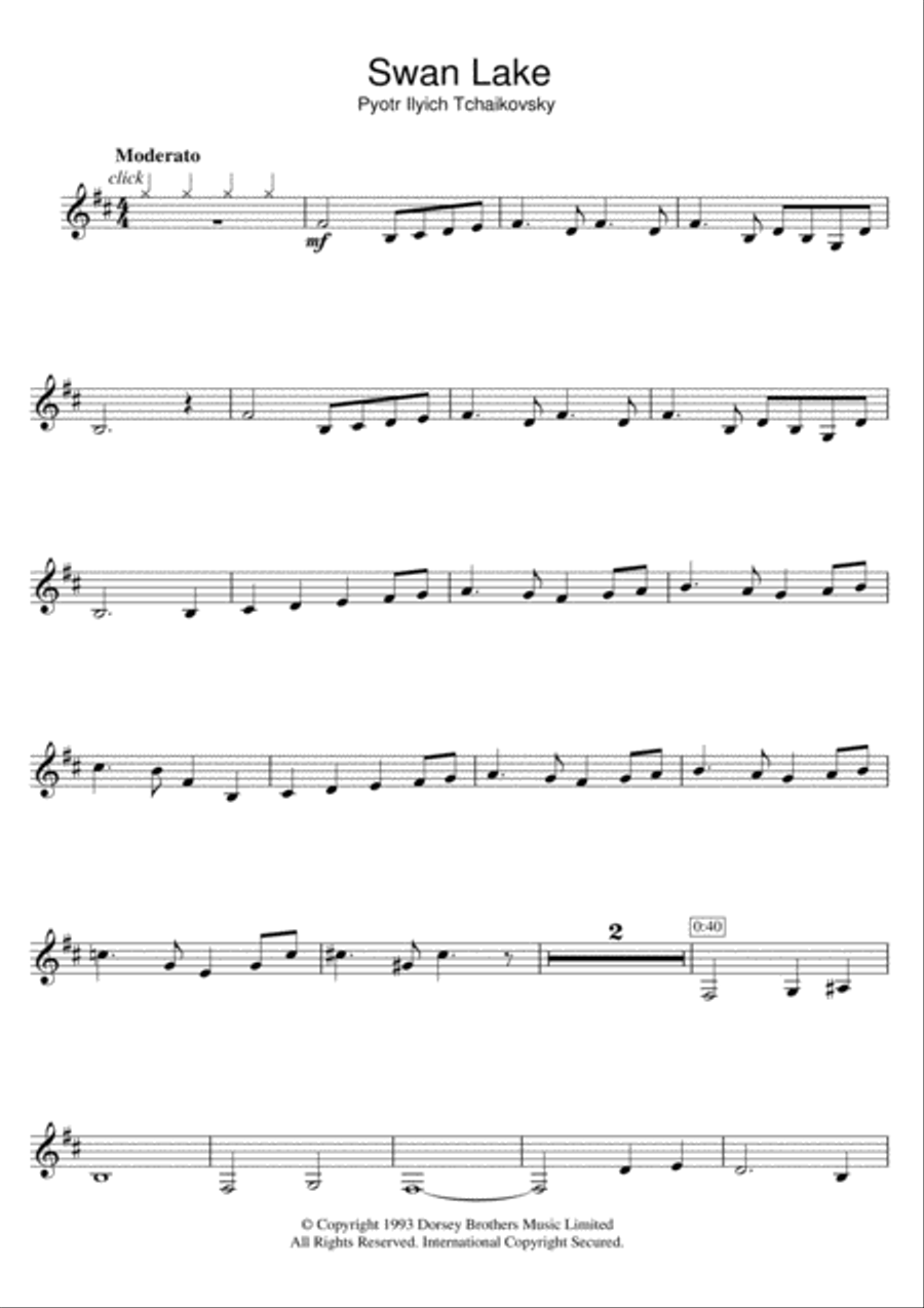 Swan Lake Swan Lake Clarinet Solo scores gallery preview page 1