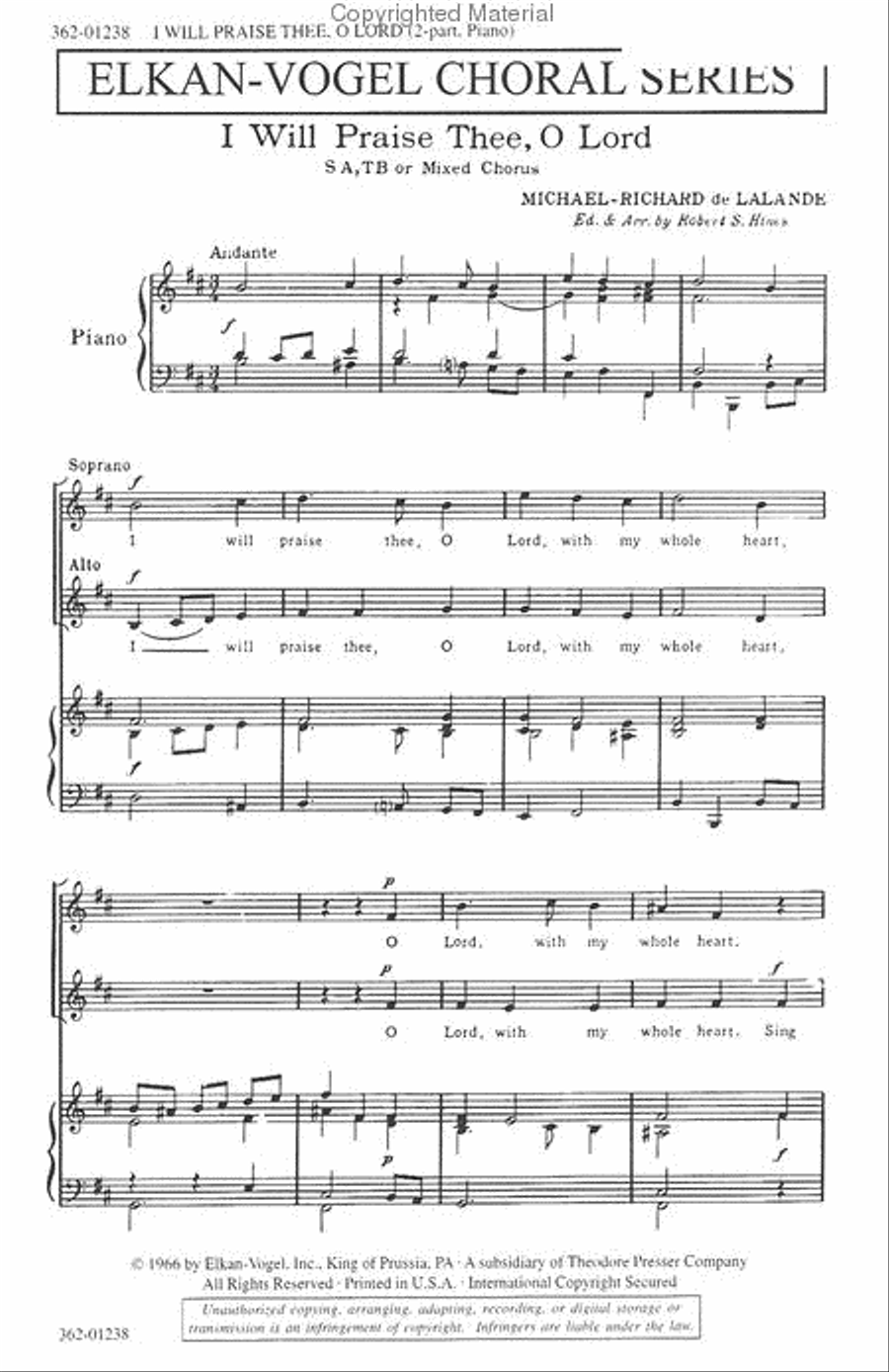 I Will Praise Thee, O Lord 4-Part scores gallery preview page 2