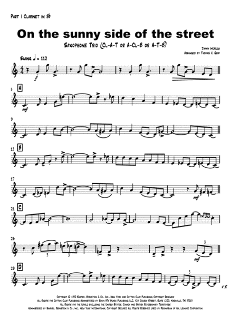 On The Sunny Side Of The Street Woodwind Trio scores gallery preview page 5