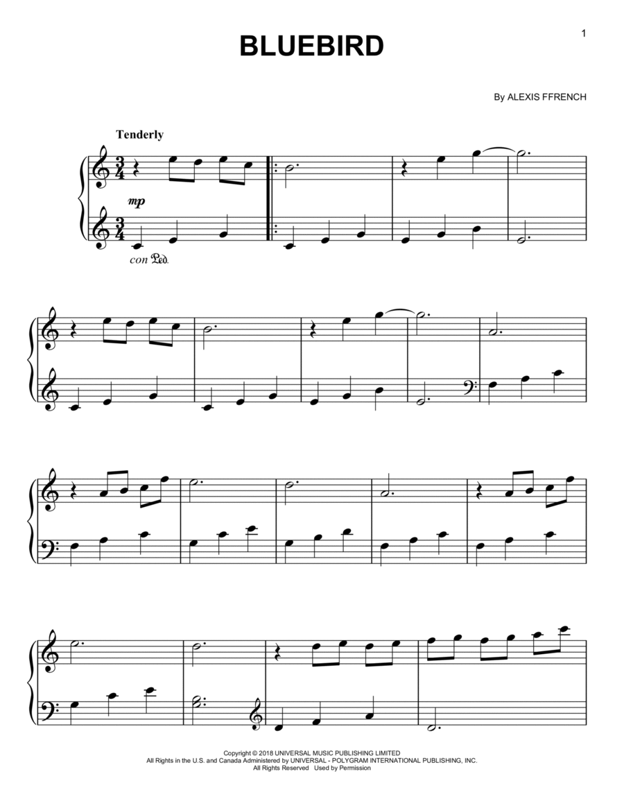 Bluebird Easy Piano scores gallery preview page 1