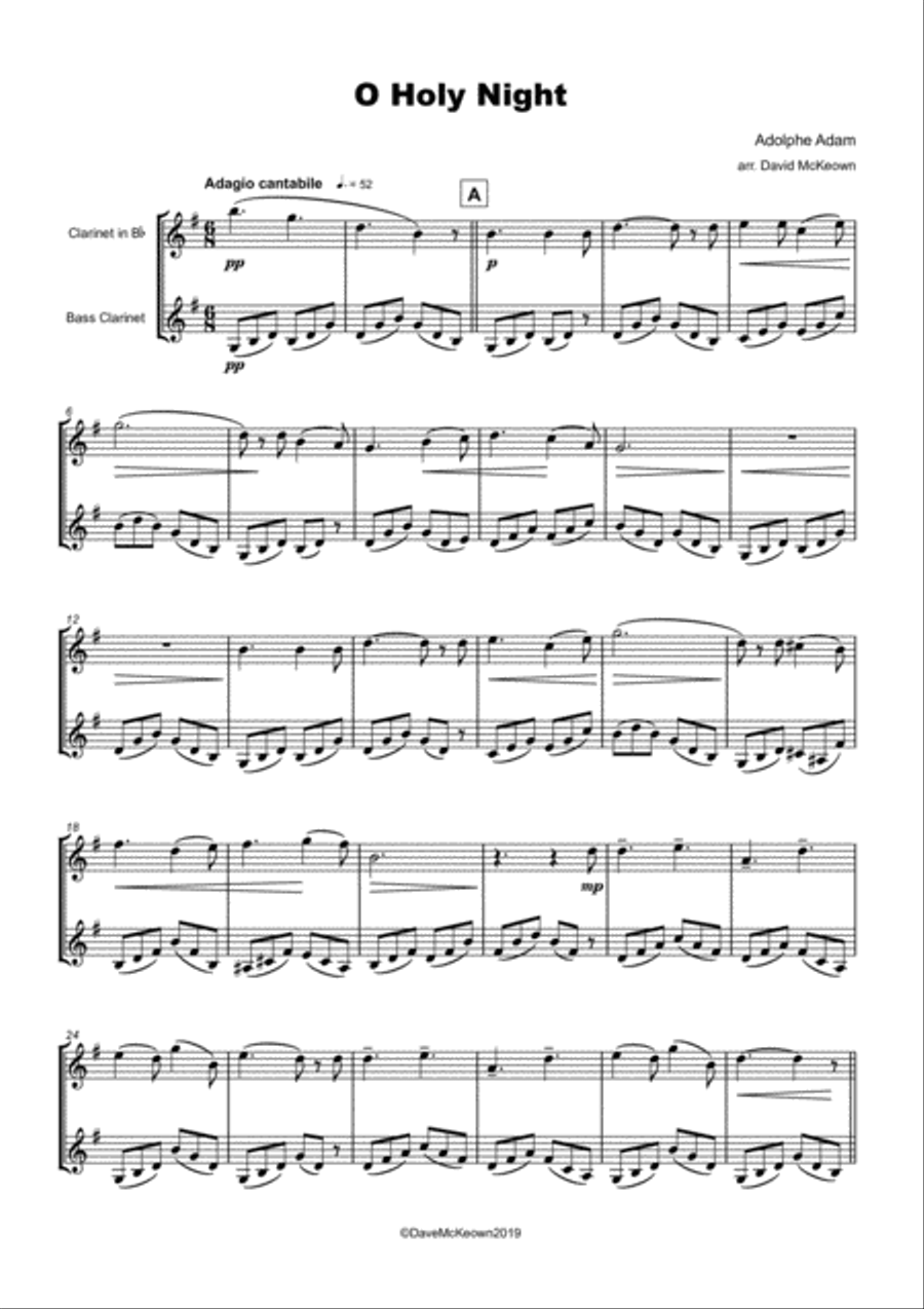 O Holy Night, (Cantique de Noel), Clarinet and Bass Clarinet Duet Clarinet Duet scores gallery preview page 2