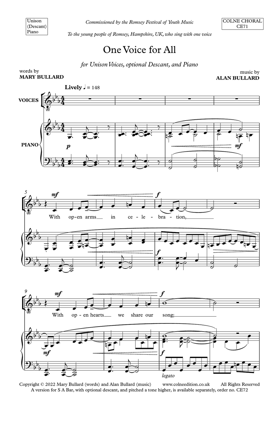 One Voice for All (unison voices version) Unison Choir scores gallery preview page 3