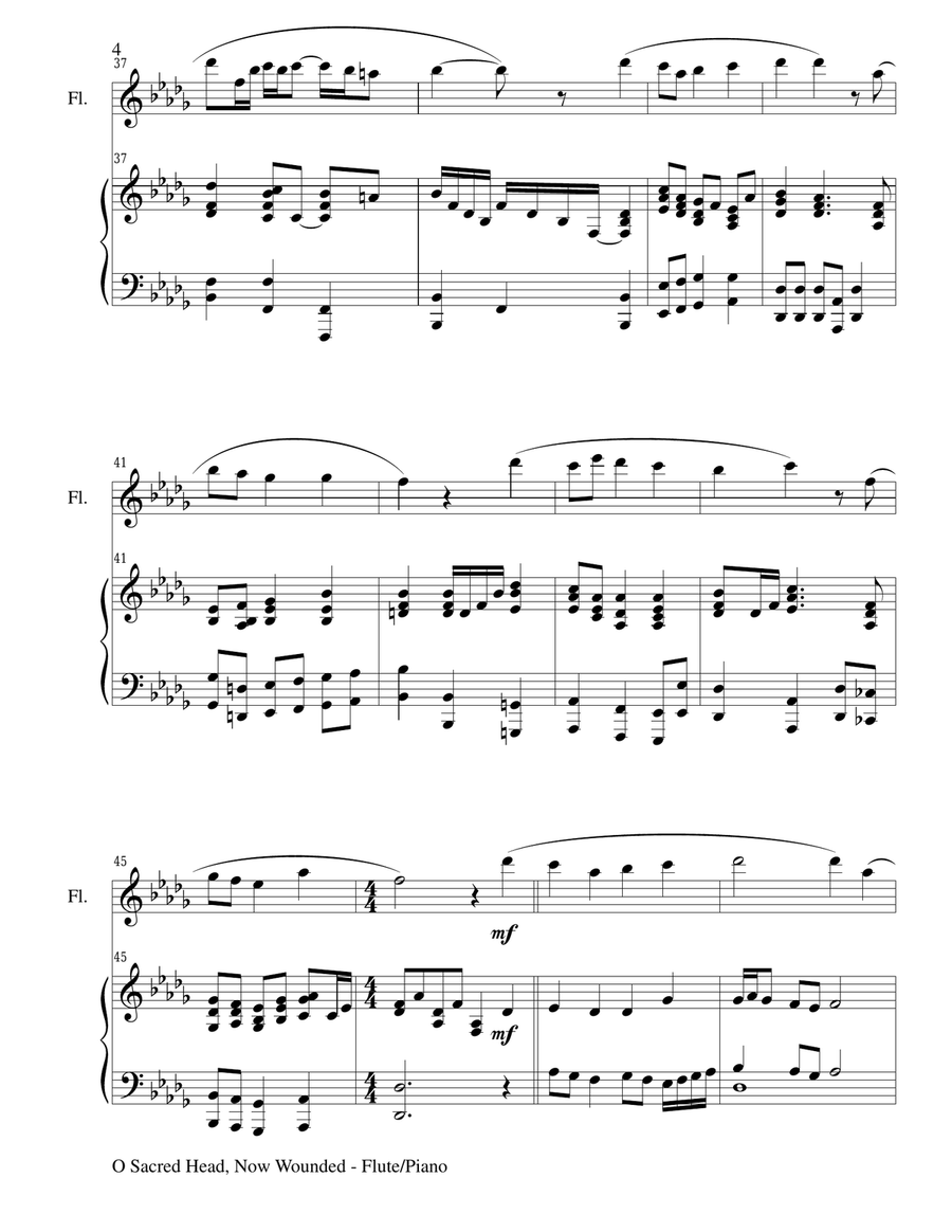 O SACRED HEAD, NOW WOUNDED (Flute/Piano and Flute Part) Flute scores gallery preview page 4