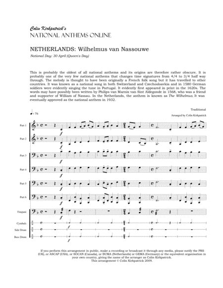 Netherlands National Anthem: Wilhelmus van Nassouwe image number null