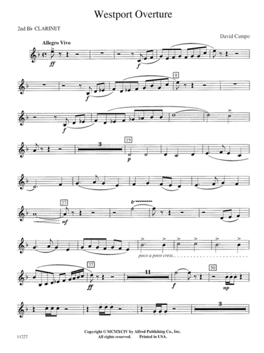 Westport Overture: 2nd B-flat Clarinet