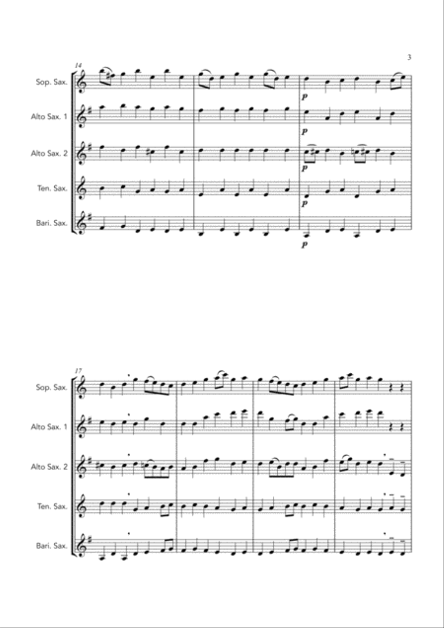 Promenade, Mussorgsky - SAATB saxophone quintet Promenade, Mussorgsky - SAATB saxophone quintet Saxophone Quintet scores gallery preview page 3