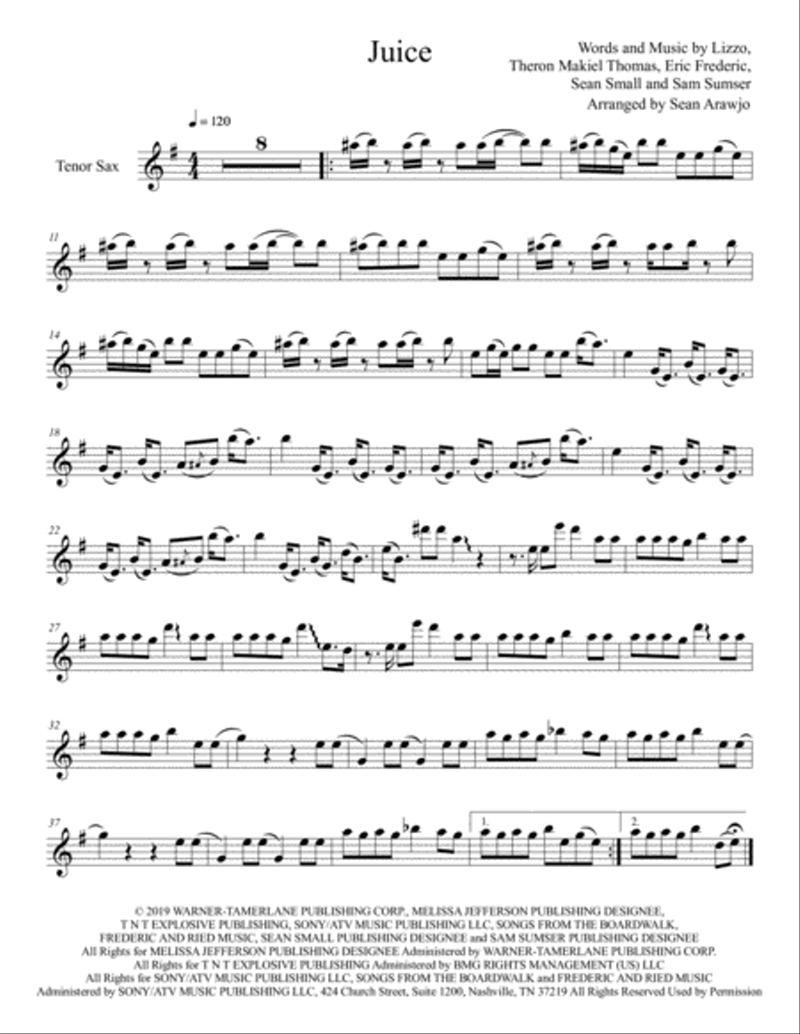 Juice Tenor Saxophone scores gallery preview page 1