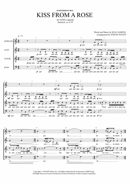 Kiss From A Rose - SATB a cappella image number null