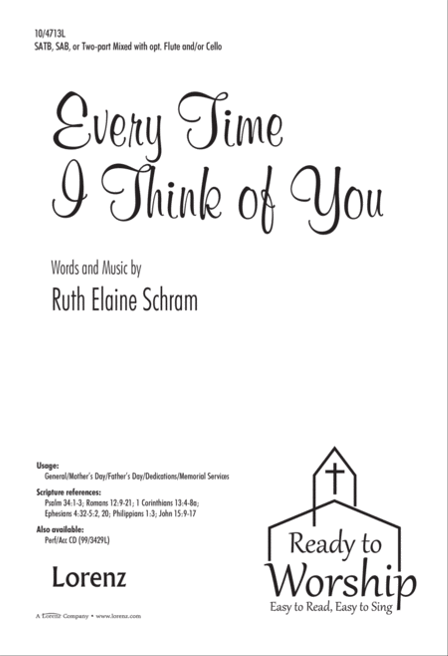 Every Time I Think of You 4-Part scores gallery preview page 1