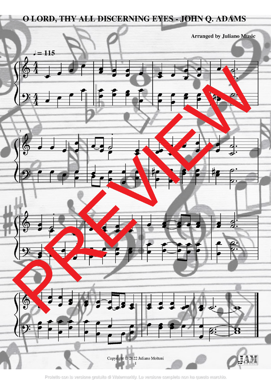 O LORD, THY ALL DISCERNING EYES - JOHN Q. ADAMS (HYMN - EASY ORGAN) Organ Solo scores gallery preview page 2